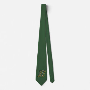 Monogram Initial E Daisies Art Green  Tie