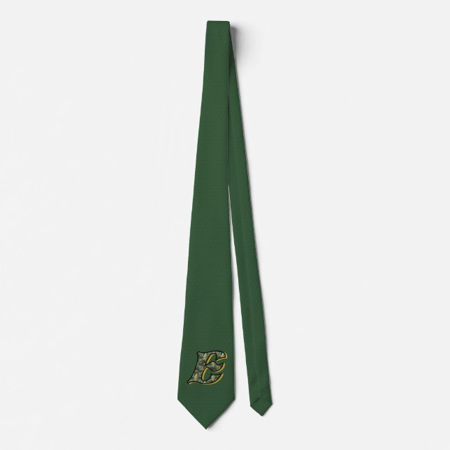 Monogram Initial E Daisies Art Green  Tie (Front)