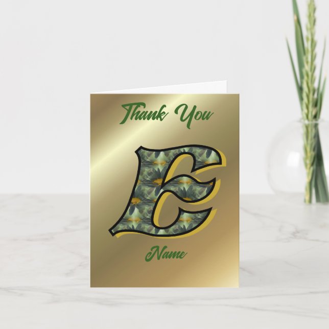 Monogram Initial E Daisies Art Personalised Thank You Card (Front)