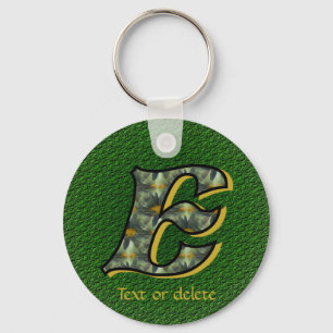 Monogram Initial E Daisies Art Personalized Key Ring