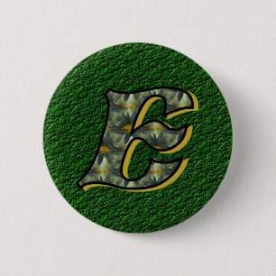 Monogram Initial E Daisies Floral Art 6 Cm Round Badge