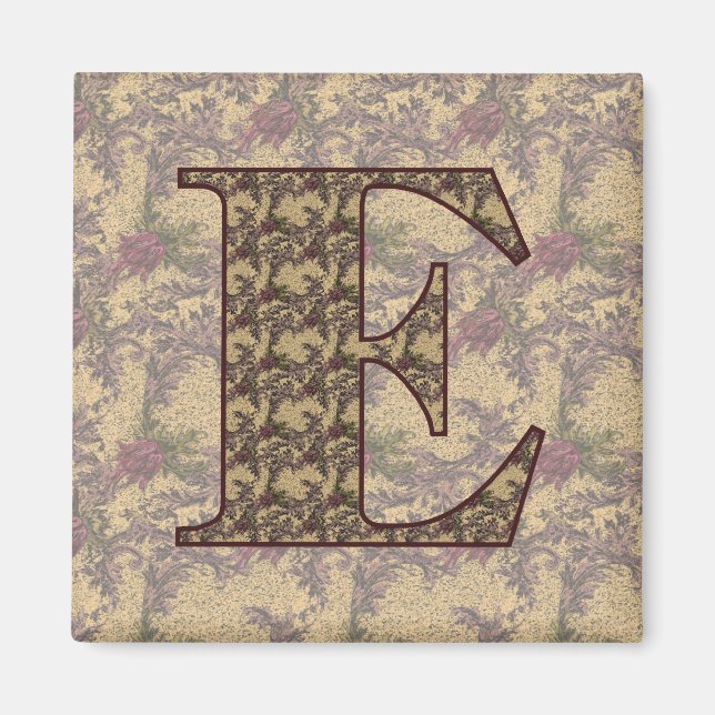 Monogram Initial E Elegant Floral Magnet (Front)