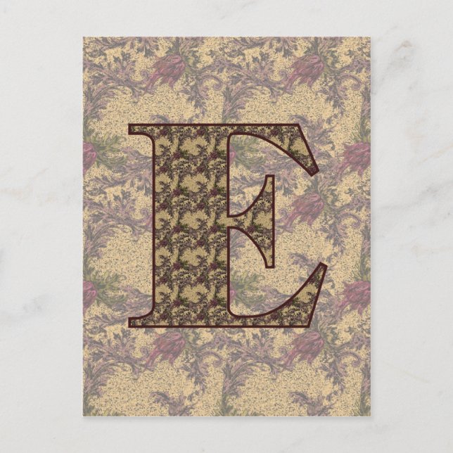 Monogram Initial E Elegant Vintage Floral Postcard (Front)