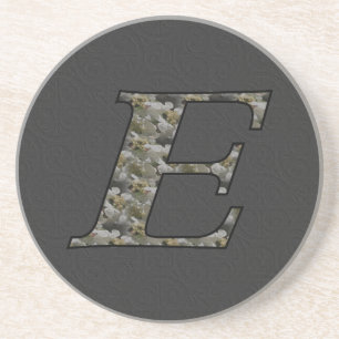 Monogram Initial E Hydrangea Flowers Coaster