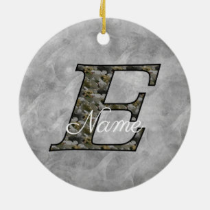 Monogram Initial E Hydrangea Flowers Personalised Ceramic Ornament