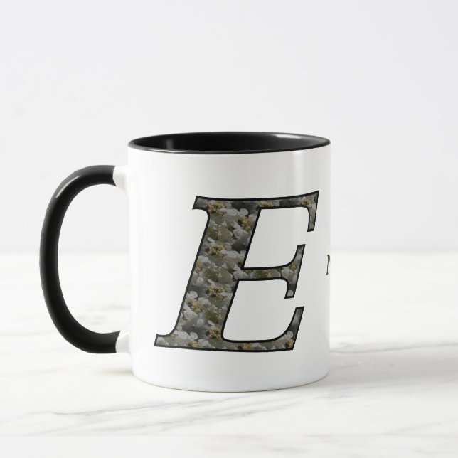 Monogram Initial E Hydrangea Flowers Personalised Mug (Left)