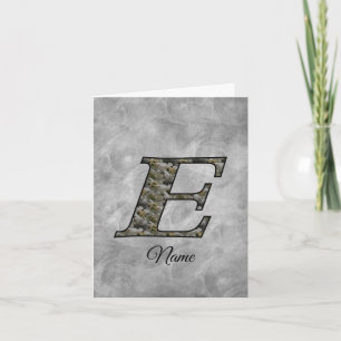 Monogram Initial E Hydrangea Flowers Personalised Note Card