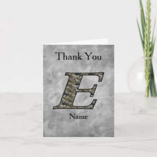 Monogram Initial E Hydrangea Flowers Personalised Thank You Card
