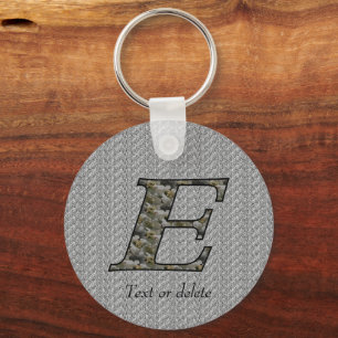 Monogram Initial E Hydrangea Flowers Personalized Key Ring