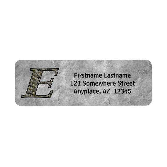 Monogram Initial E Hydrangea Return Address  Label (Front)