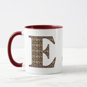 Monogram Initial E Vintage Floral Personalised Mug