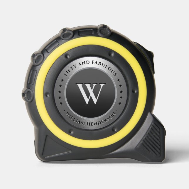 Monogram Initial Elegant Black Silver Construction 1 (Front)