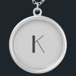 Monogram Initial Elegant Minimalist Grey Black Silver Plated Necklace<br><div class="desc">A gift for her. A monogrammed initial necklace which is elegant in it's simplicity.  Silver,  or silver plate,  Grey and Black. Change the initial to personalise for your recipient.</div>