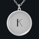 Monogram Initial Elegant Minimalist Grey Black  Silver Plated Necklace<br><div class="desc">A gift for her. A monogrammed initial locket necklace which is elegant in it's simplicity.  Silver,  or silver plate,  Grey and Black. Change the initial to personalise for your recipient.</div>