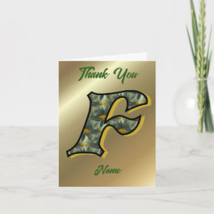 Monogram Initial F Daisies Art Personalised Thank You Card