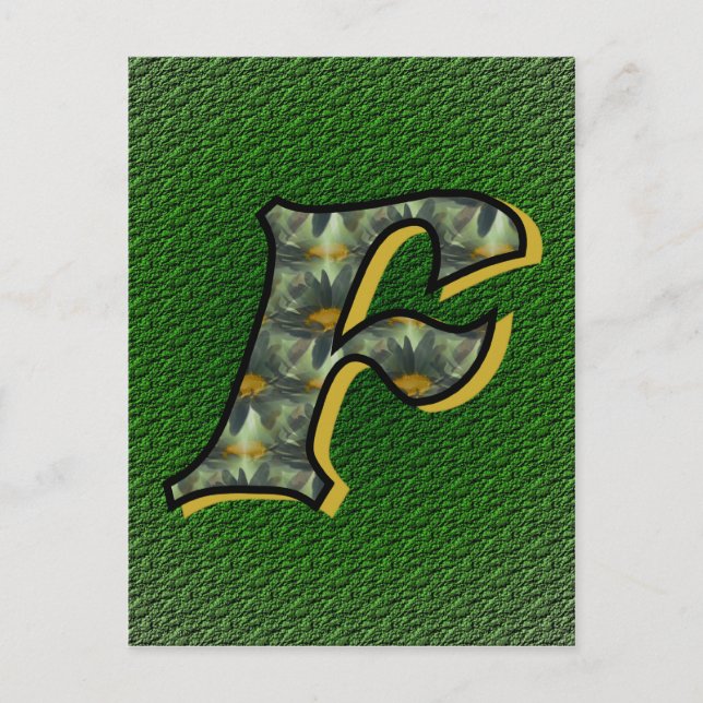 Monogram Initial F Daisies Flower Art Postcard (Front)