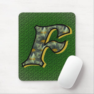Monogram Initial F Daisy Floral Art  Mouse Pad