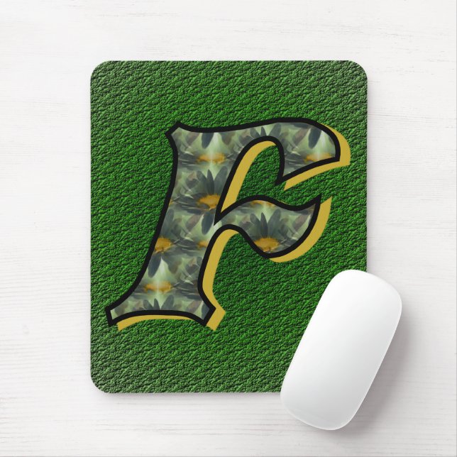 Monogram Initial F Daisy Floral Art  Mouse Pad (With Mouse)