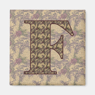 Monogram Initial F Elegant Floral Magnet