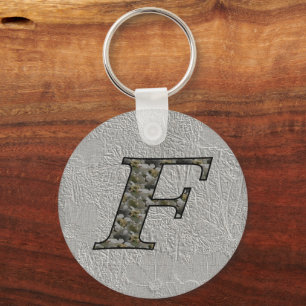 Monogram Initial F Hydrangea Floral Keychain