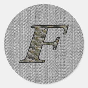 Monogram Initial F Hydrangea Flowers Classic Round Sticker
