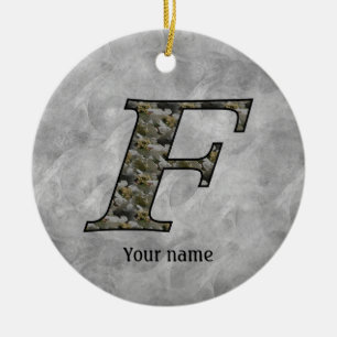 Monogram Initial F Hydrangea Flowers Personalised Ceramic Ornament