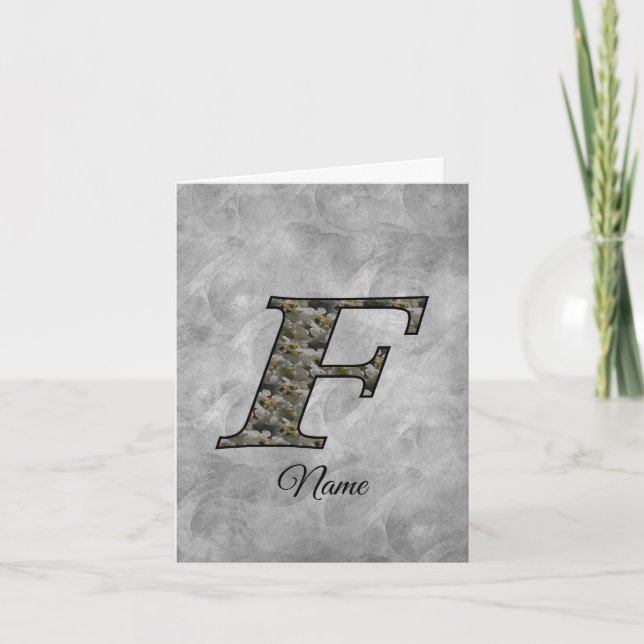 Monogram Initial F Hydrangea Flowers Personalised Note Card (Front)