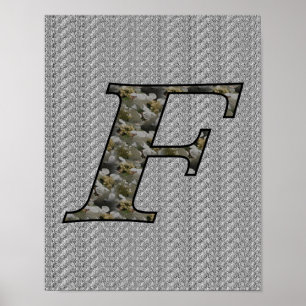 Monogram Initial F Hydrangea  Poster