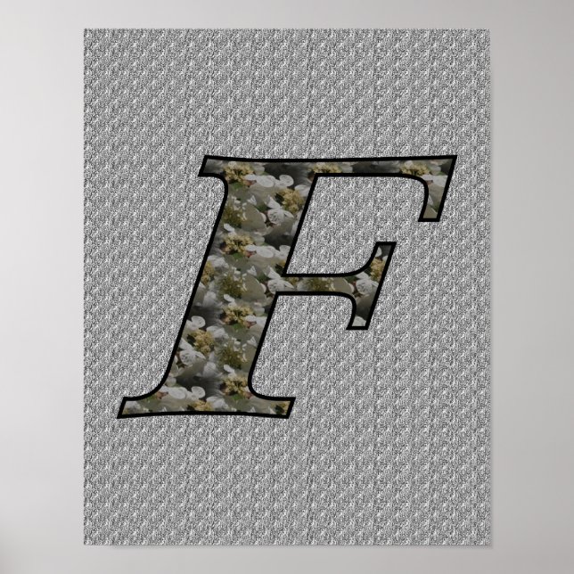 Monogram Initial F Hydrangea  Poster (Front)