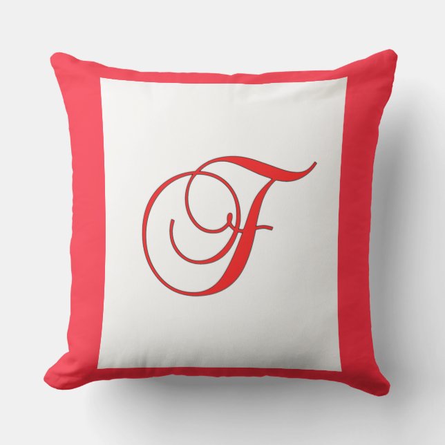 Monogram Initial F Square Plush Outdoor Patio  Cushion (Front)