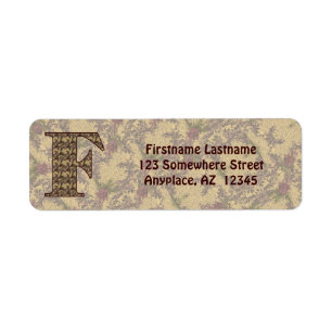 Monogram Initial F Vintage Floral Return Address Label