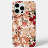 Monogram Initial Fall Autumn Floral iPhone Case
