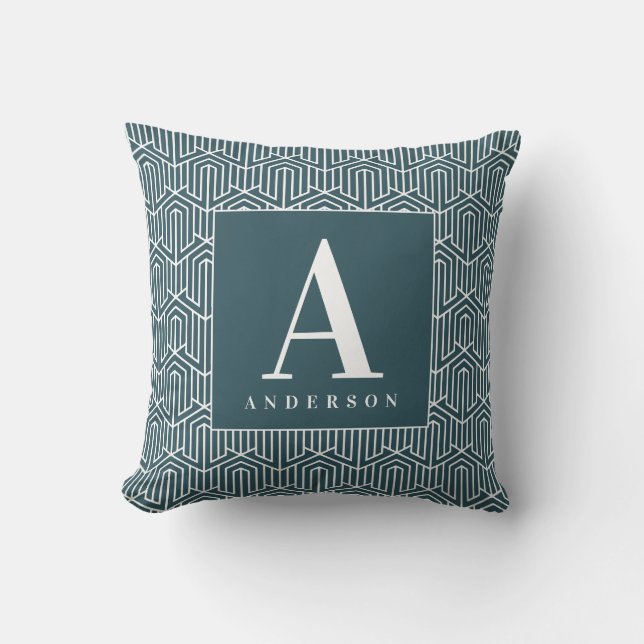 Monogram/ Initial family name geometric cushion. Cushion (Front)