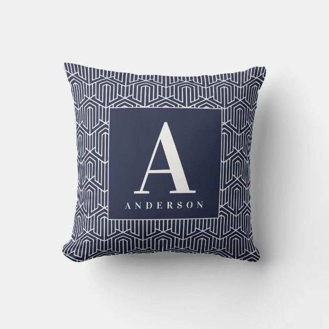 Monogram/ Initial family name geometric cushion. Cushion (Front)
