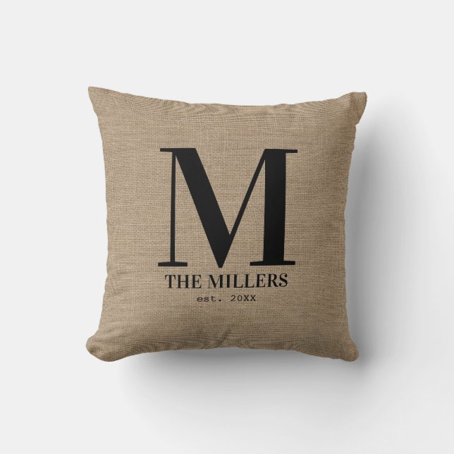 Monogram Initial Family Name Personalised Cushion (Front)