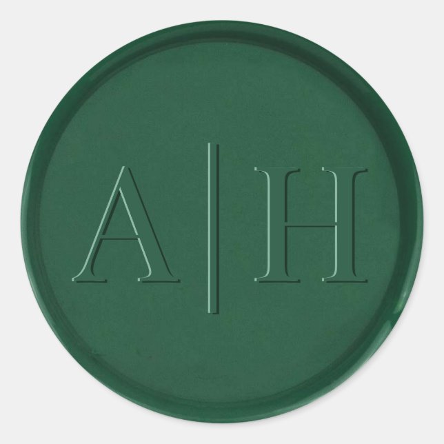 Monogram Initial Forest Green Wax Seal Sticker (Front)