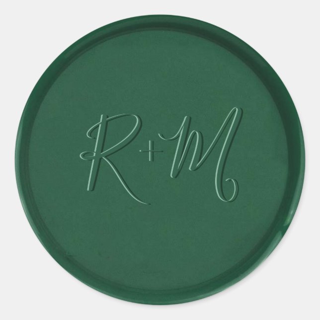 Monogram Initial Forest Green Wax Seal Sticker (Front)