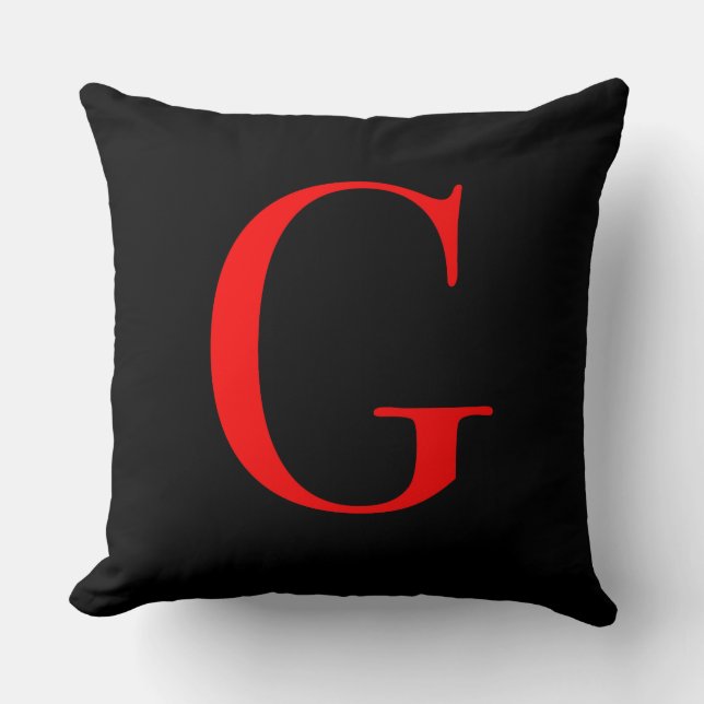 Monogram Initial G Black Square Plush Decorator  Cushion (Front)