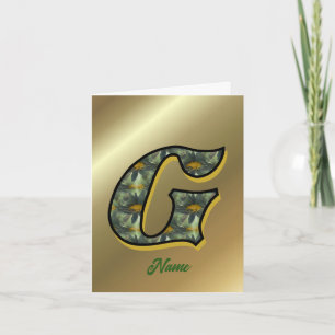 Monogram Initial G Daisies Art Personalised Note Card