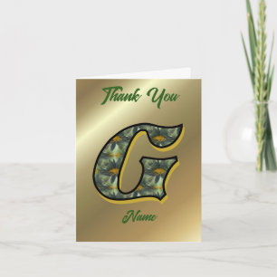 Monogram Initial G Daisies Art Personalised Thank You Card