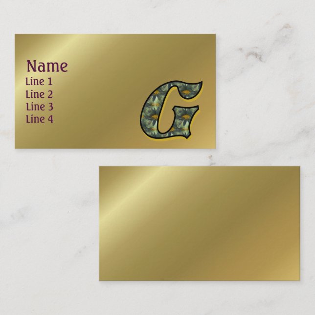 Monogram Initial G Daisies Floral Art Business Card (Front/Back)