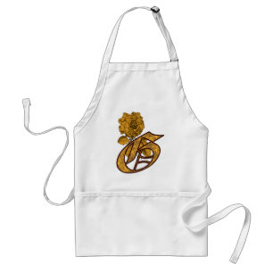 Monogram Initial G Elegant Gold Peony Flower  Standard Apron