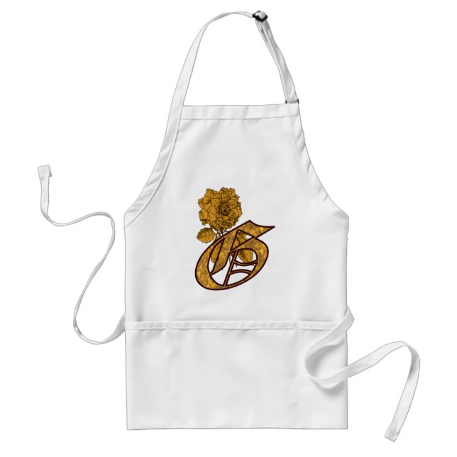 Monogram Initial G Elegant Gold Peony Flower  Standard Apron (Front)