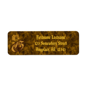 Monogram Initial G Gold Peony Return Address Label