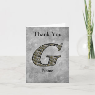 Monogram Initial G Hydrangea Flowers Personalised Thank You Card