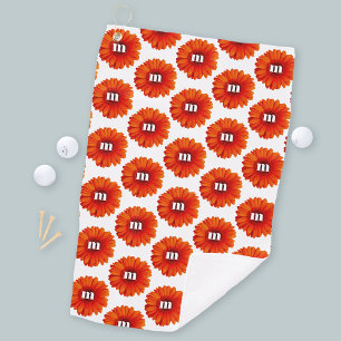 Monogram Initial Gerbera Daisy Golf Towel