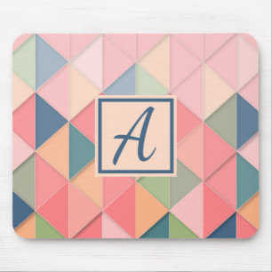 Monogram Initial Girly Paster Pink Colourful Mouse Pad