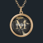 Monogram Initial Gold Black Marble Gold Plated Necklace<br><div class="desc">Give an extra special gift that shows you really put some thought into it with this easy-to-personalise gold,  black,  and marble necklace. Simply pop in your monogram initials and it's ready to go! Great gift for holidays,  birthdays,  retirement parties,  graduation,  and more! (OR... .just because :)</div>