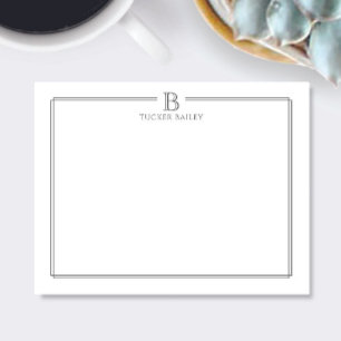 Monogram Initial Grey Double Border Professional Card