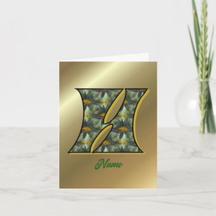 Monogram Initial H Daisies Art Personalised Note Card